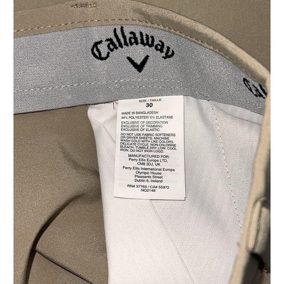 Callaway Golf‎ Short Men 30 Khaki Opti Dri Stretch Performance Chinchilla NWT - Picture 5 of 9